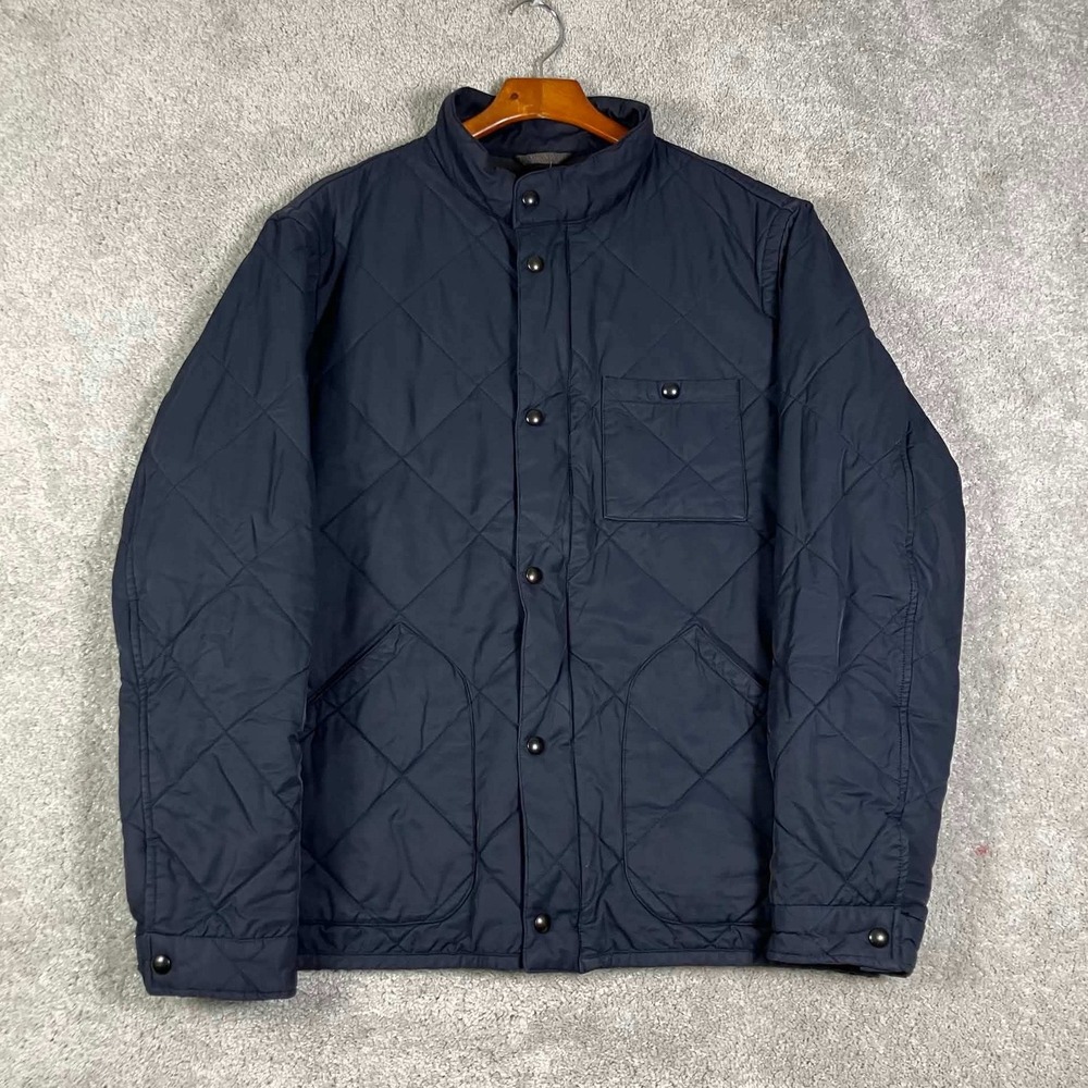 J.Crew Quilted Jacket Mens Large Navy Blue Thermore Insulated NX-631 04337